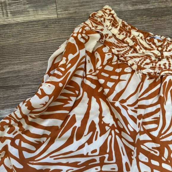 Patrons Of Peace Mustard & White Tropical Print Wide Leg Cropped Pants Sz Small - Picture 5 of 13